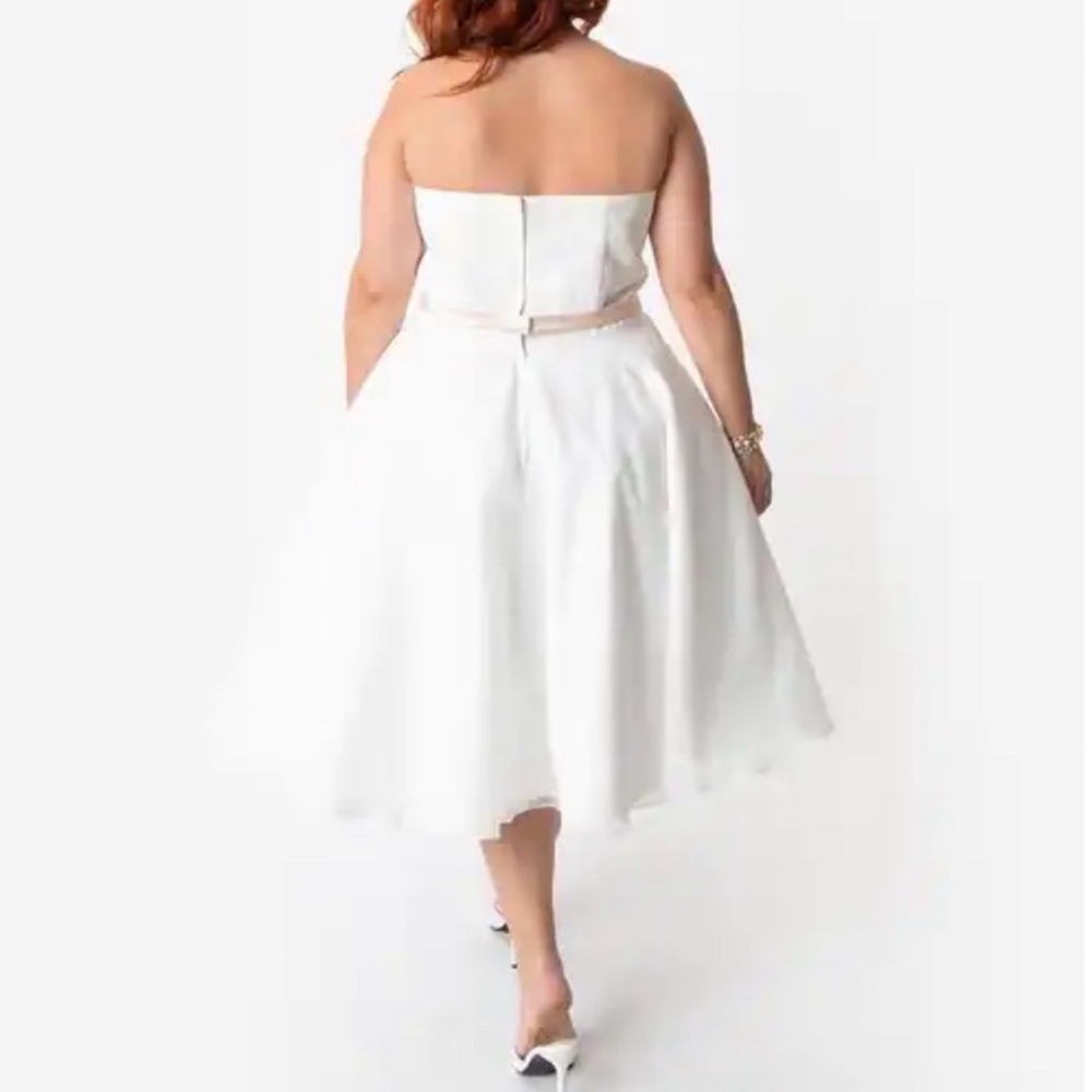 NWT Unique Vintage X Dolly Couture Strapless Tea Length Wedding / Prom Dress - Picture 5 of 16